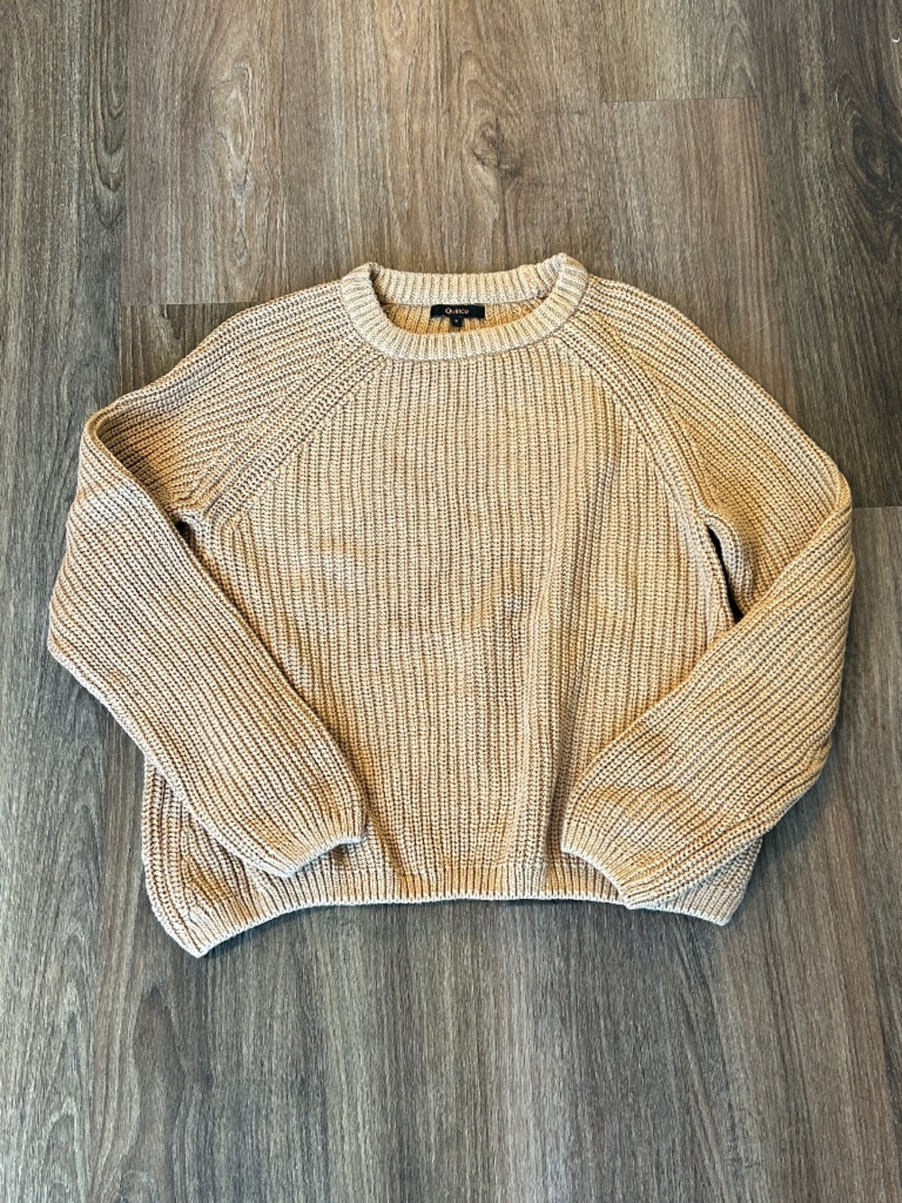Quince Organic Cotton Fisherman Crew Sweater Camel Women’s S